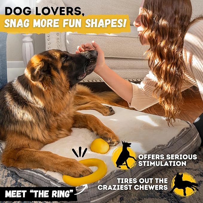 Indestructible Dog Ball - Lifetime Replacement - Durable Dog Toy for Aggressive Chewers - Safe, Non-Toxic Natural Rubber - Chew & Fetch - Tough, Heavy Duty - 3” (Tennis Ball Size)
