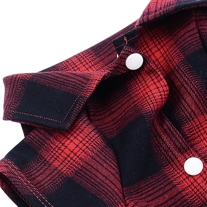 Koneseve Dog Shirt Pet Plaid Clothes T-Shirt Sweater Matching Breathable for Small Medium Large Dog Cat Puppy Adorable Casual Cozy Halloween Thanksgiving Christmas Costumes (Red; 5XL)