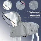 Waterproof Dog Raincoat, Adjustable Reflective Lightweight Pet Rain Clothes with Poncho Hood(X-Small,Black&White)