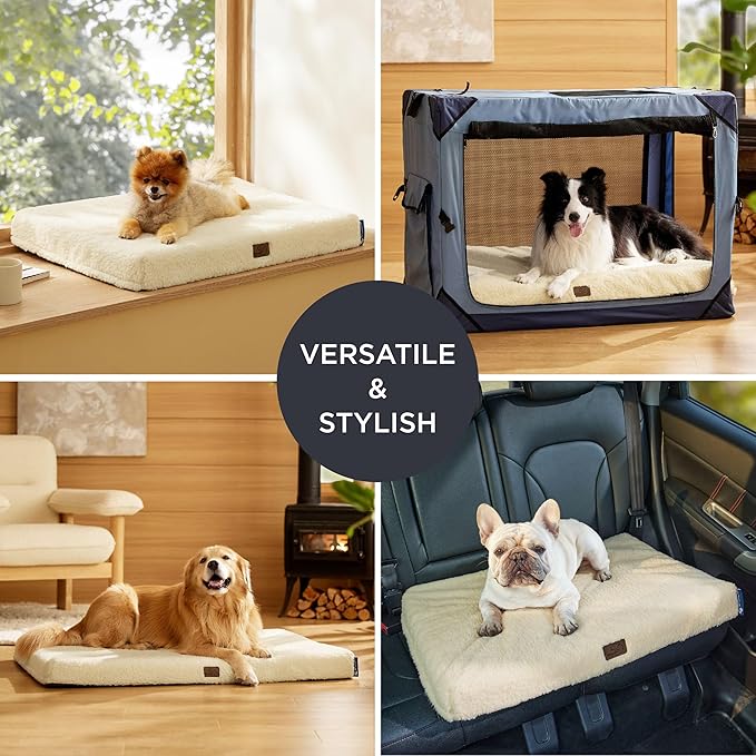 Bedsure Self Warming Dog Beds Large Sized Dog - Comfy Puppy Beds with Removable Washable Cover, Orthopedic Egg Crate Foam Pet Mat, Suitable for Pet Up to 65 lbs