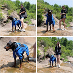 LOVELONGLONG Waterproof Dog Raincoat with Removable Hood – Outdoor Full Body Dog Jacket, Windproof Snowproof Shell Suit – All Season Pet Rain Gear Blue M