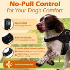 Bark Appeal Black No-Pull Dog Harness for Large to Extra Large Sized Pets – Adjustable, Reflective Vest with 3 Leash Clips for Added Control, Easy Walks & Training – XL