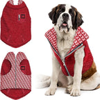 Tuff Pupper Reversible Fleece Sweater Vest for Dogs | Lightweight Comfortable Insulated Jacket | Front Zip Closure | Machine Washable | Built-in Leash Hole | Sizes for All Breeds (XXL, Red)