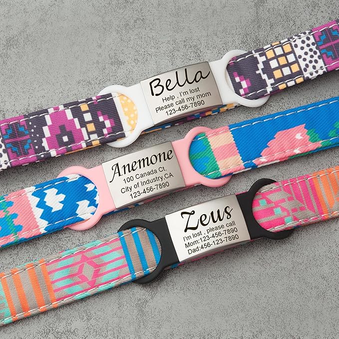 Anavia Slide On Silent Pet ID Tags, S/M/L/XL Personalized Multi-Color Silicone Band Cat Dog Name Tags, Customized Engraved Stainless Steel, Chew-Proof Quiet Dog Collar Tags (Yellow, Small)