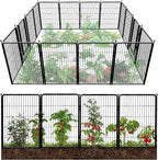 FXW Garden Fence Outdoor for The Yard – 40in(H) x 36.4ft(L) Heavy Duty Metal Animal Barrier for Dog and Rabbit, Decorative Dog Fence, 16 Panels, Black