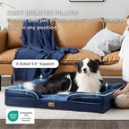 Bedsure L Plus Orthopedic Dog Bed for Large Dogs - Washable Dog Cat Bed Waterproof, L Plus Big Comfort Dogs Couch Sofa with Washable Removable Cover, Pet Bed with Nonskid Bottom, Blue Navy, 38"