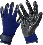 H HANDSON Pet Grooming Gloves - Patented #1 Ranked, Award Winning Shedding, Bathing, & Hair Remover Gloves - Gentle Brush for Cats, Dogs, and Horses (Blue, X-Large)