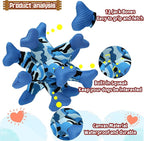 Dog Chew Squeaky Toys, Dog Teeth Cleaning Toy, Tug of War, Stuffed Jack Bone Toy with Squeakers, Interactive Toy for Small Medium Large Dogs,Blue