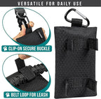 PetAmi Dog Poop Bag Holder for Leash, Dog Poop Bag Dispenser with Clip, Dog Waste Bag Holder for Pet, Dog Treat Pouch, Doggy Walking Camping Accessories with Trash Bag Roll, Black 1 Pack