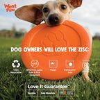 West Paw Zogoflex Zisc Dog Flying Disc, High Flying Aerodynamic Disc for Dogs Puppy – Lightweight, Floatable Disc for Fetch, Tug of War, Catch, Play – Doubles as Food/Water Bowl, Large 8.5", Aqua Blue
