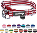 Blueberry Pet Safety Dog Collar with Dual D-Rings | 3M Reflective Multi-Colored Adjustable Collar in Marsala Red and Pink | Soft Nylon Dog Collar for Active Medium Dogs