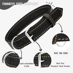 Riparo Dog Collar - Genuine Leather Dog Collars - Heavy Duty Dog Collars for Medium Large and Extra Large Dog Breeds (M: 1” Wide for 14” - 18” Neck, Black/Orange Thread)
