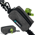 PetAmi Dog Poop Bag Holder for Leash Doggie Waste Bag Dispenser with Clip & Velcro Belt for Puppy Potty Walking Accessories Travel Camping Pet Supplies Zipper Pouch with Trash Bag Roll, Gray 1 Pack