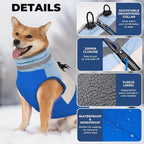 Dog Coat, Waterproof Dog Winter Coats for Small Dogs, Reflective Dogs Jacket with Harness Built in, Zip-up Cold Weather Coats Pet Vest Turtleneck Doggy Snowsuit, Blue Medium