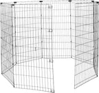 Amazon Basics Foldable Octagonal Metal Exercise Dog Playpen - Indoor/Outdoor, No Door, Extra Large (8 Panels, 24 x 48), Easy to assemble, store, and customize, 48" - X-Large, Black