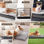 Orthopedic Dog Bed for Ctrate, Waterproof PillowTop Pet Bed for Medium Large Size Dogs, Egg-Crate Foam Dog Crate Mat with Removable Washable Cover, 2-Layers Kennel Pad 47"L x 39"W, Dark Grey