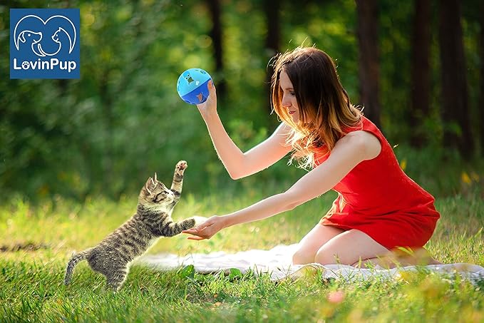 Cat Ball Toy with Bell Larger Size, Bells Jingle as Balls Roll, 3 Pack, Set of 3 Cat Toys for Small or Large Cats, or Other Animals (Blue - 3 Pack)