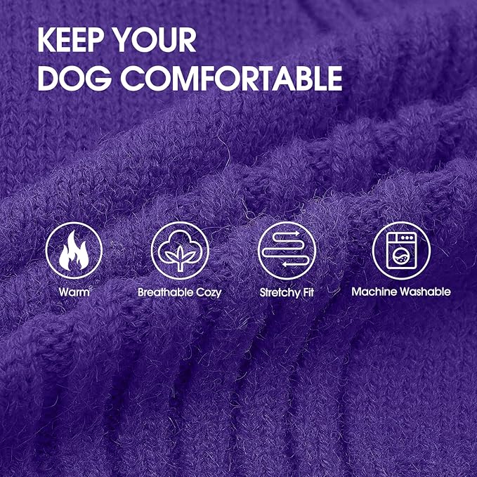 IECOii Dachshund Sweater,Turtleneck Dog Sweater for Small Medium Dogs Girl Boy,Stretchy & Breathable,Warm Knitted Pullover Coat,High Neck Knitwear for Cold Weather Indoor & Outdoor Wear (Purple, M)