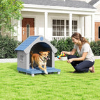 Dog House Outdoor Indoor, Weatherproof Insulated Dog House with Elevated Floor and Air Vents for Small to Medium Dogs,Easy Clean and Assemble (Blue1, 32.95" L×31.5" W×37.88" H)