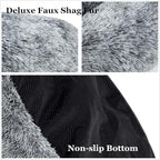 Coohom Oval Calming Donut Cuddler Dog Bed,Shag Faux Fur Cat Bed Washable Round Pillow Pet Bed(30"/36"/43") for Small Medium Dogs (L(30"x24"x7"), Grey)