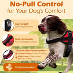 Bark Appeal Red No-Pull Dog Harness for Large to Extra Large Sized Pets – Adjustable, Reflective Vest with 3 Leash Clips for Added Control, Easy Walks & Training – XL