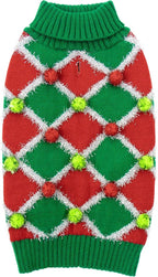 cyeollo Dog Christmas Sweater Turtleneck Dog Sweaters for largeDogs Girl Xmas largeDog Sweater Knitted Pullover Pet Clothes Soft Holiday Outfit, Green Large