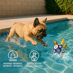 ProBall Pets Interactive Dog Soccer Ball with Grab Tabs - Floats on Water, Fetch & Training Toy for Small Medium Dogs, Herding Breeds - Waterproof Non-Toxic - 6" Blue White