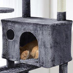 Yaheetech XL Cat Tree, 80in Multi-Level Tower With Scratching Posts, Double Caves, Perched Platforms and Dangling Balls, Stand House for Kittens Pet, Dark Gray