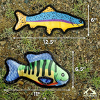 Plush Dog Toys | 2 Pack Bluegill & Trout Fish Stuffed Animal Squeaky Toy for Dogs | Outdoor Pet Toy Built for Adventure