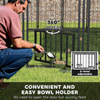PawHut 10' x 10' x 6.8' Outdoor Dog Kennel, Welded Wire Dog Kennel Outside Run with 360° Rotating & 4 Level Adjustable Bowls, Waterproof & UV Resistant Cover, for S&M&L Breeds, Chickens, Ducks, Silver