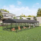354" x 118" Large Outdoor Dog Enclosure,Heavy Duty Dog Cage with Roof,Galvanized Steel Dog Kennel Fence with Double Safety Locks